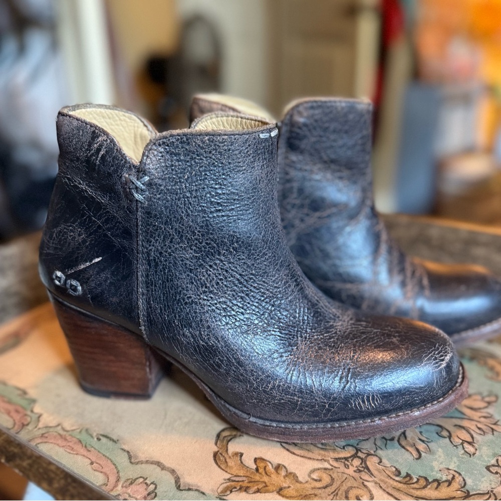 BED|STU Black Leather Ankle Boots